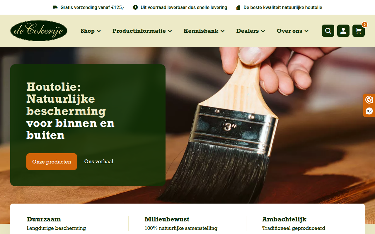 Screenshot van hout-olie.nl