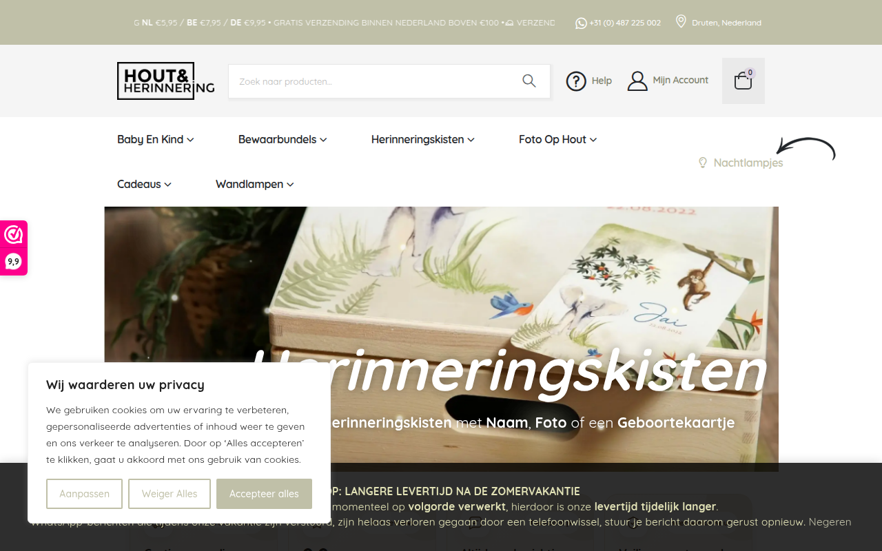 Screenshot van houtenherinnering.nl