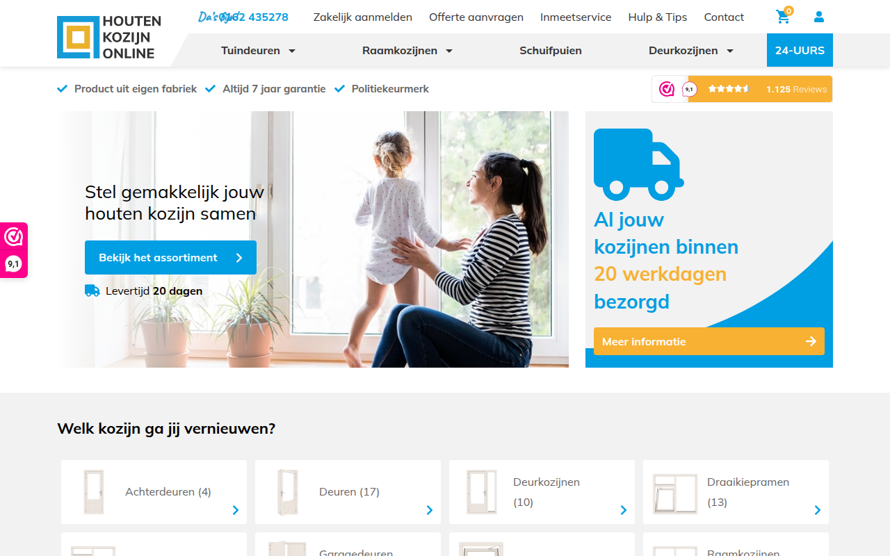 Screenshot van houtenkozijnonline.nl