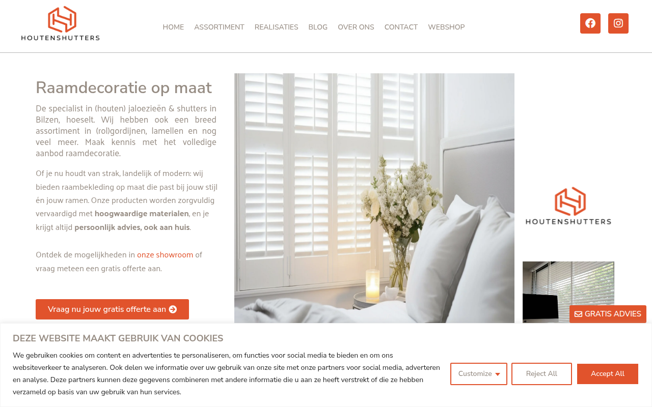 Screenshot van houtenshutters.be