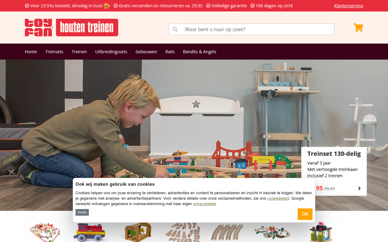 Screenshot van houtentreinshop.nl