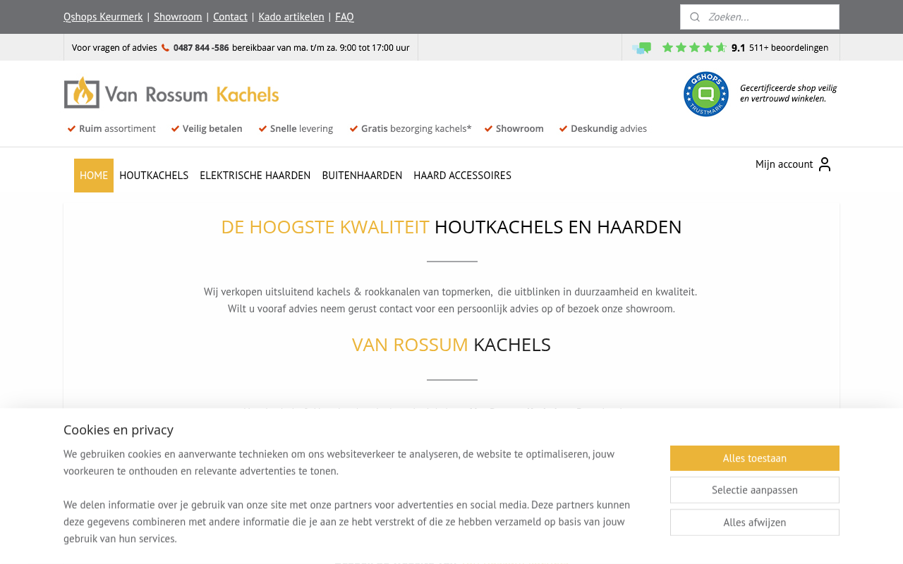 Screenshot van houtkachelsenhaardenshop.nl