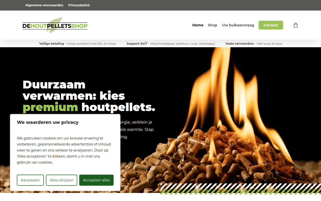 Screenshot van houtpellets.shop