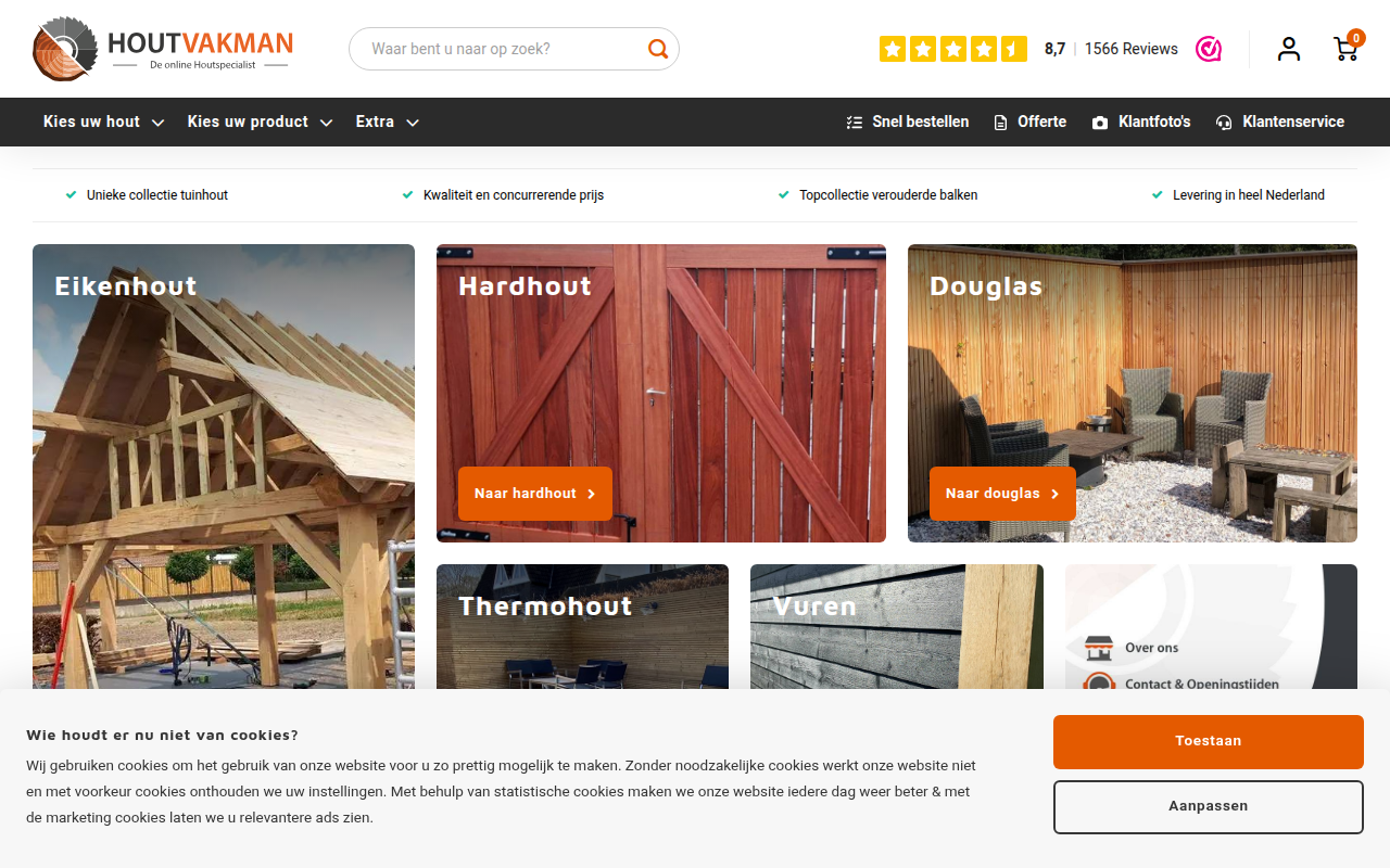 Screenshot van houtvakman.nl