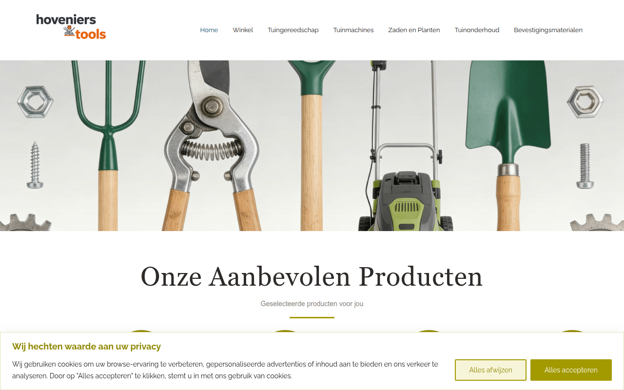 Screenshot van hoveniers-tools.com