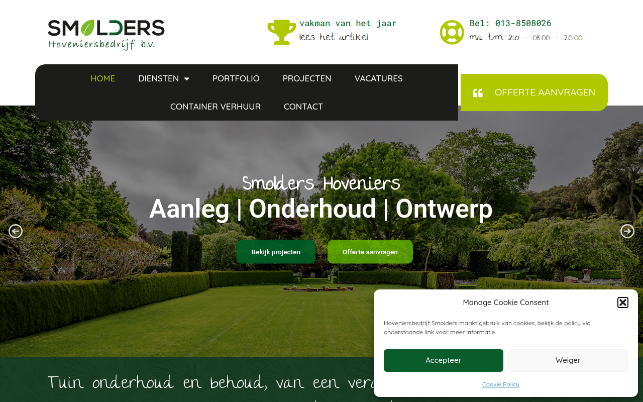 Screenshot van hoveniersbedrijfsmolders.nl