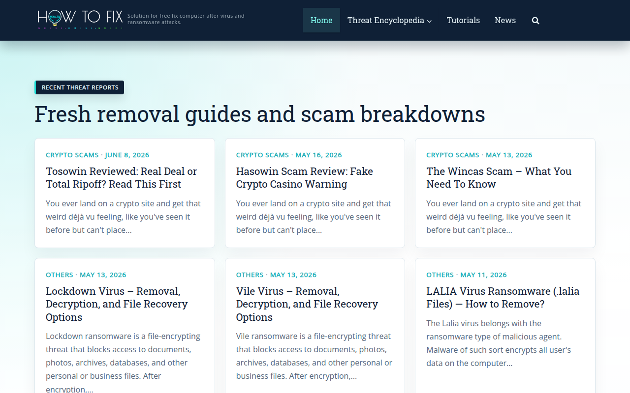 Screenshot van howtofix.guide