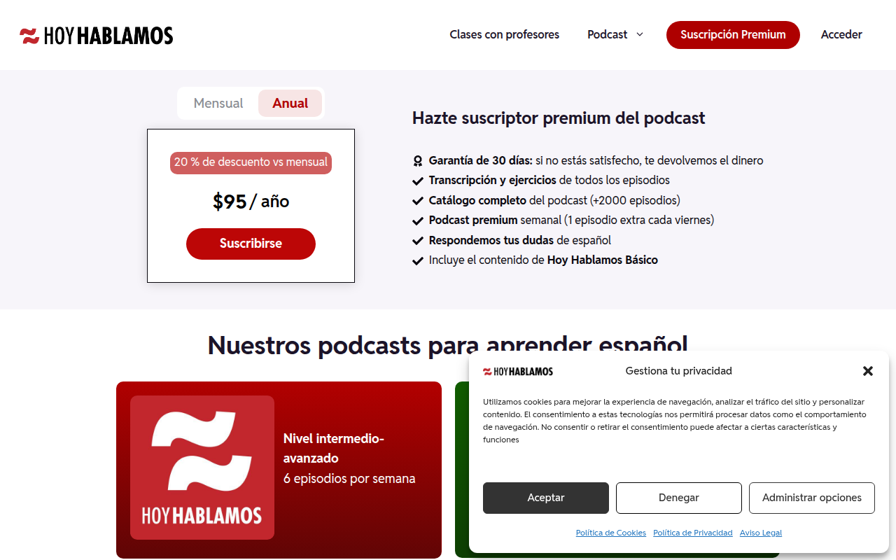 Screenshot van hoyhablamos.com