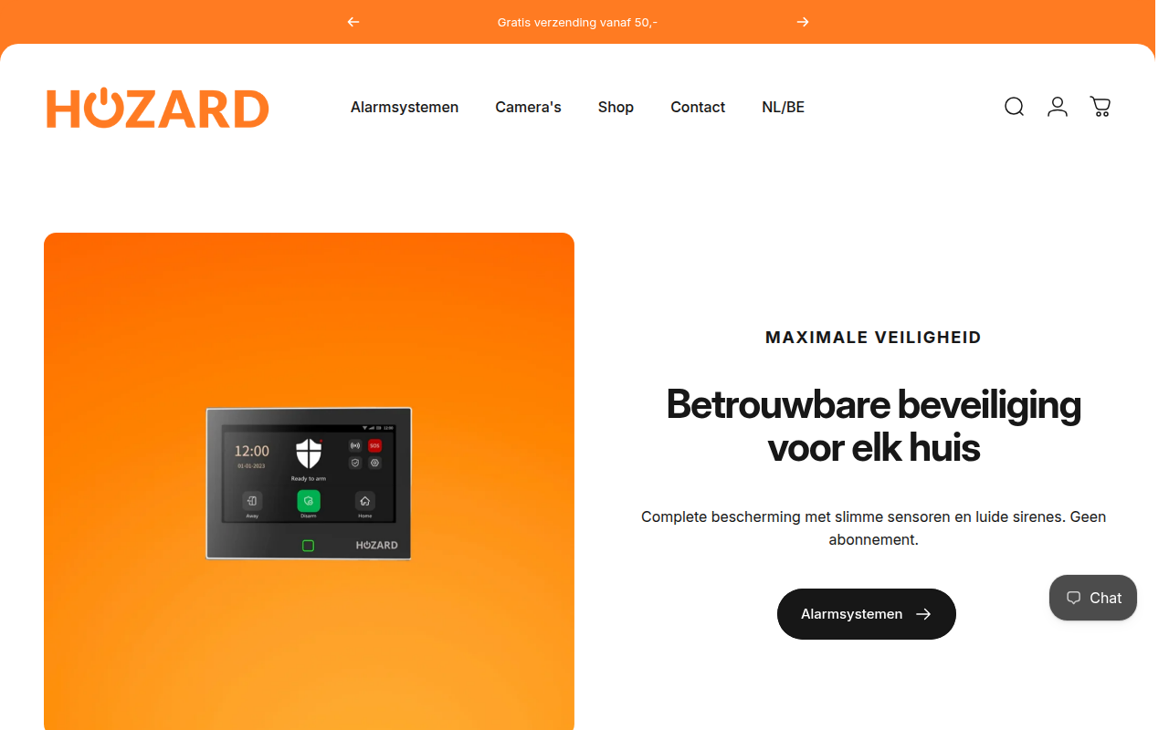 Screenshot van hozard.com