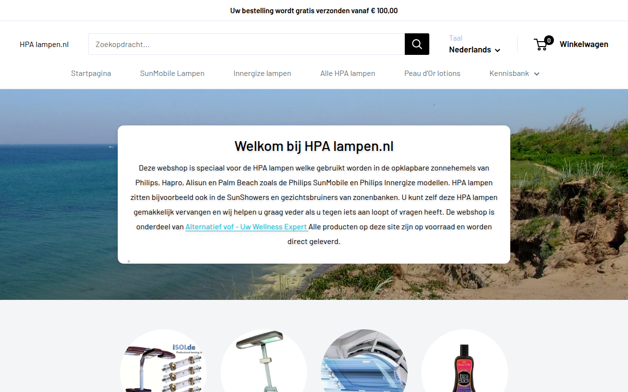 Screenshot van hpalampen.nl