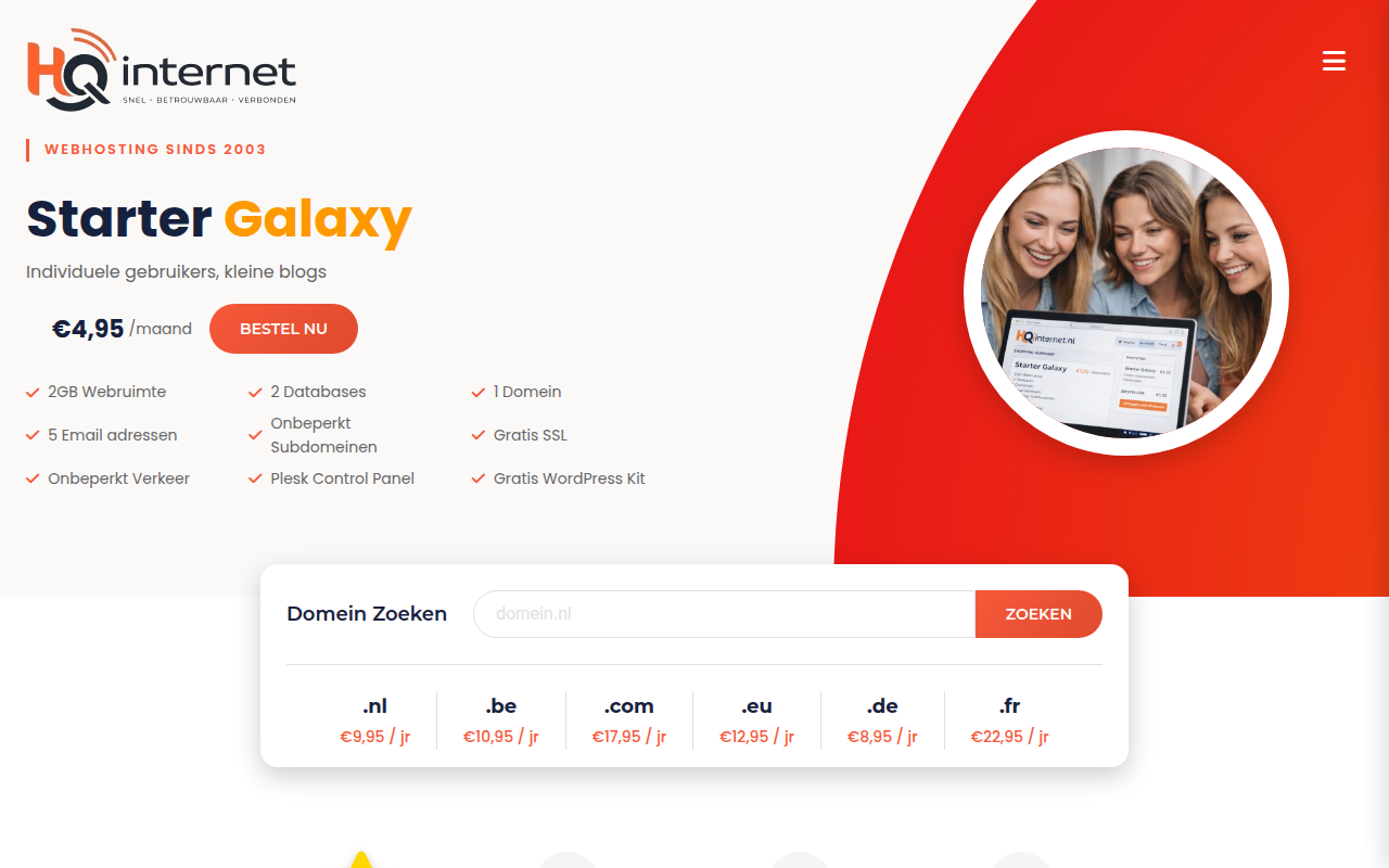 Screenshot van hqinternet.nl