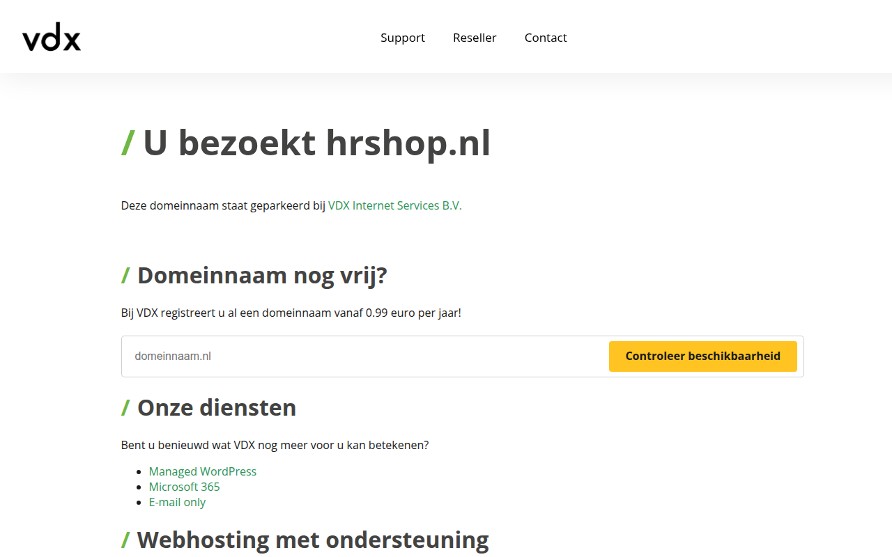 Screenshot van hrshop.nl