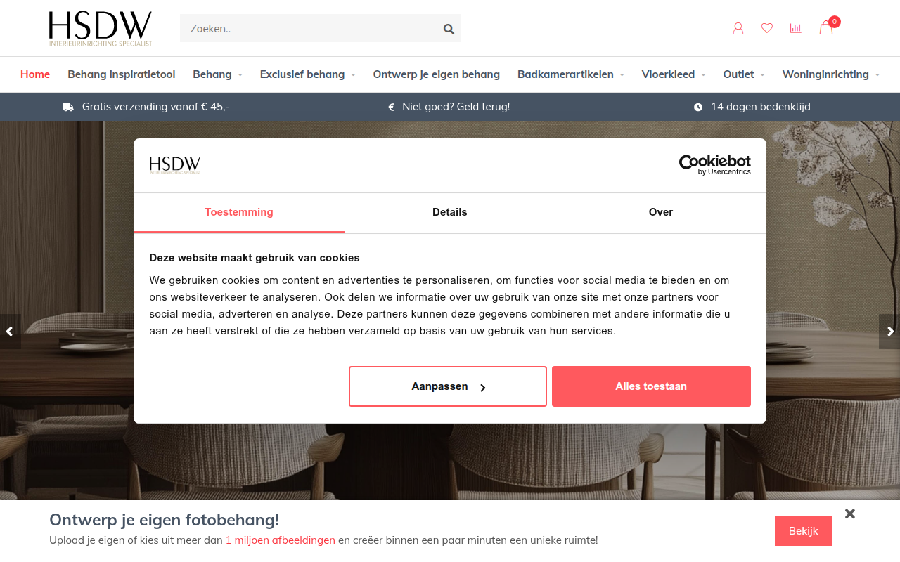 Screenshot van hsdw.nl