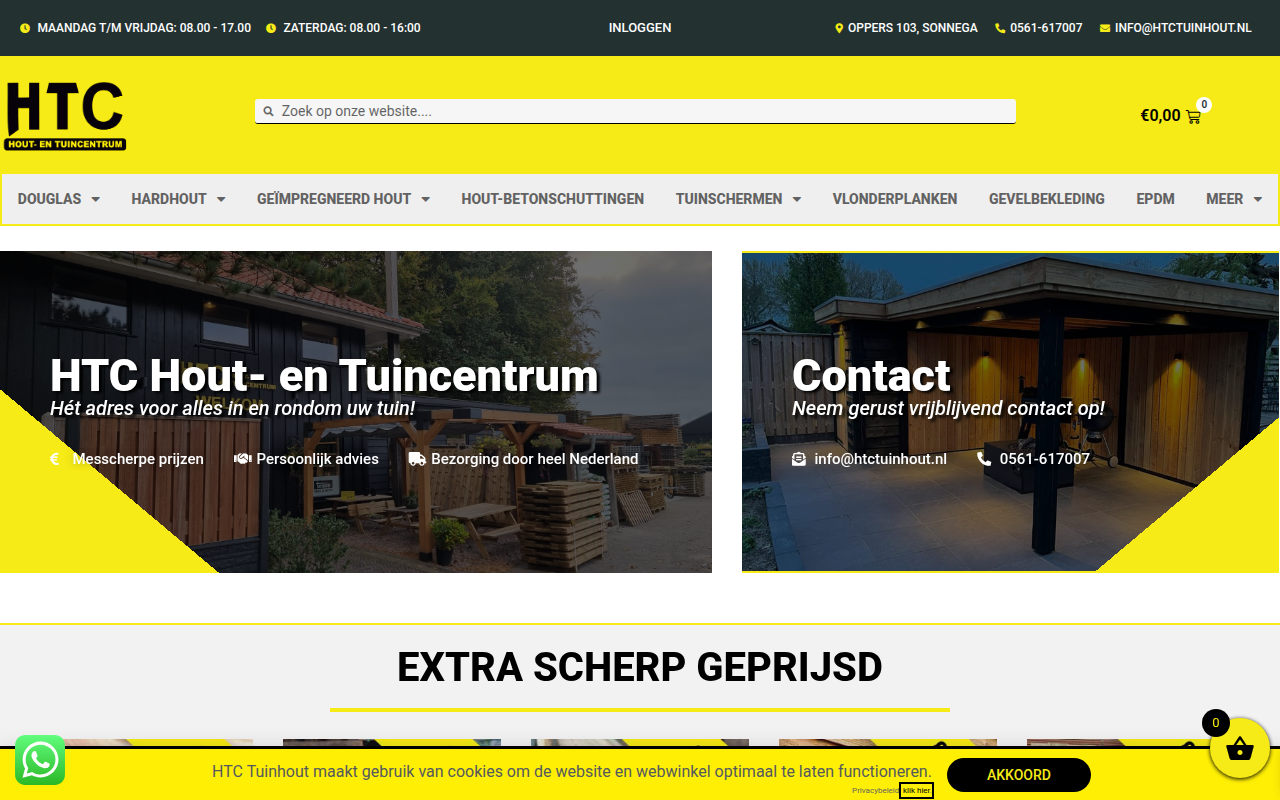 Screenshot van htctuinhout.nl