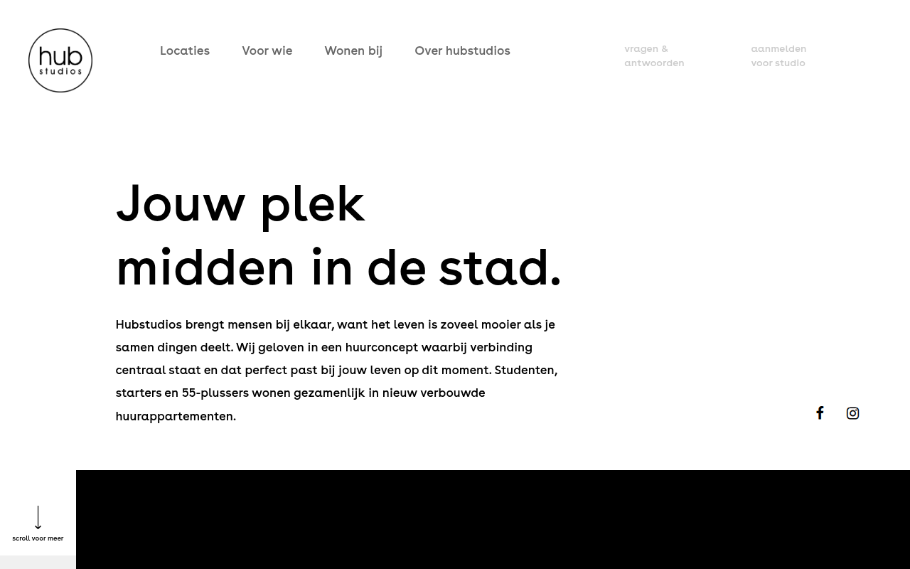 Screenshot van hubstudios.nl