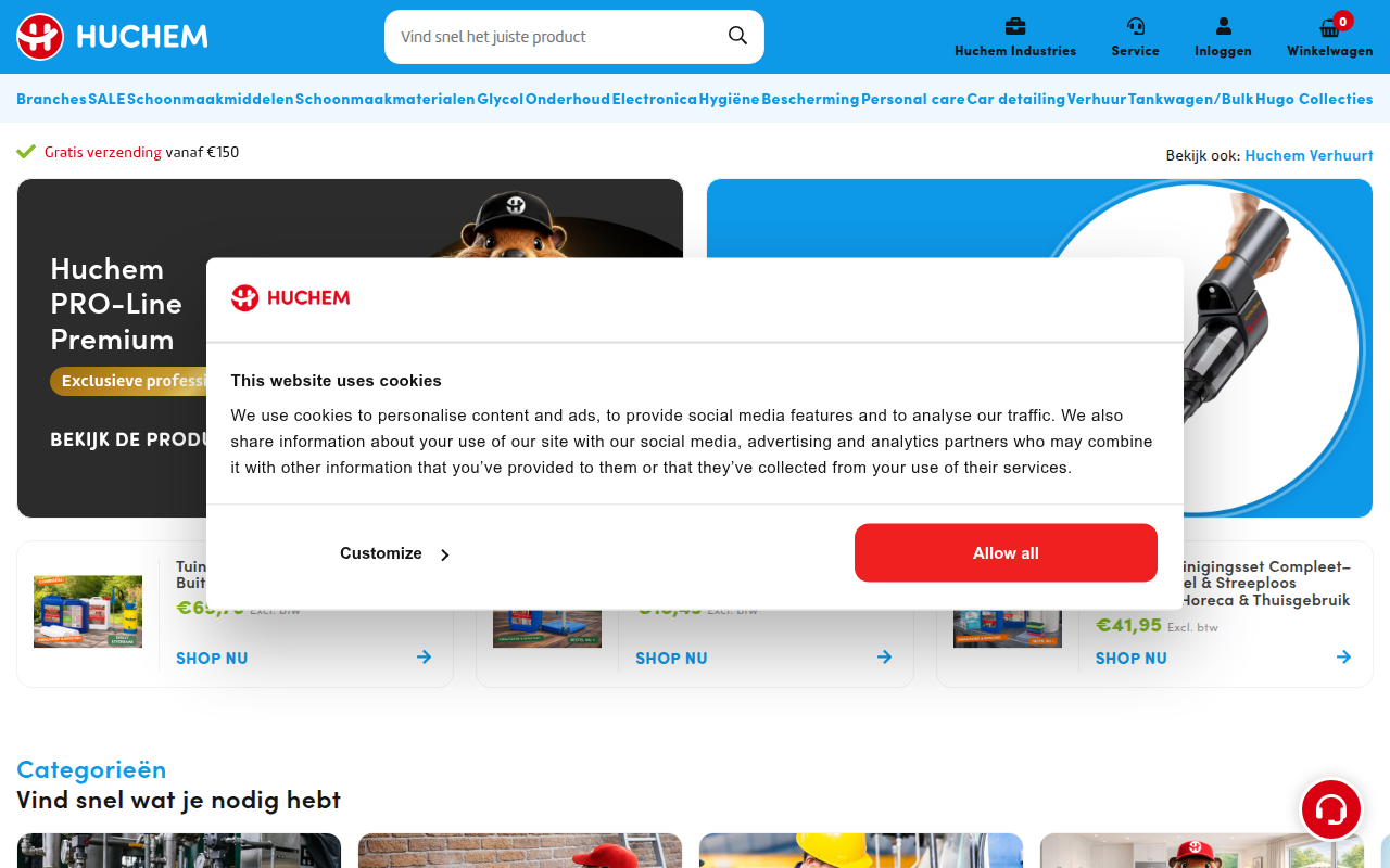 Screenshot van huchem.nl