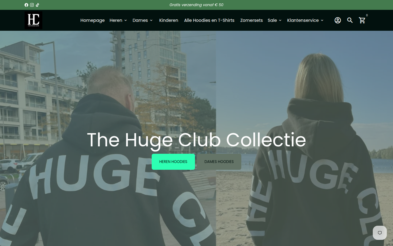 Screenshot van hugekleding.com
