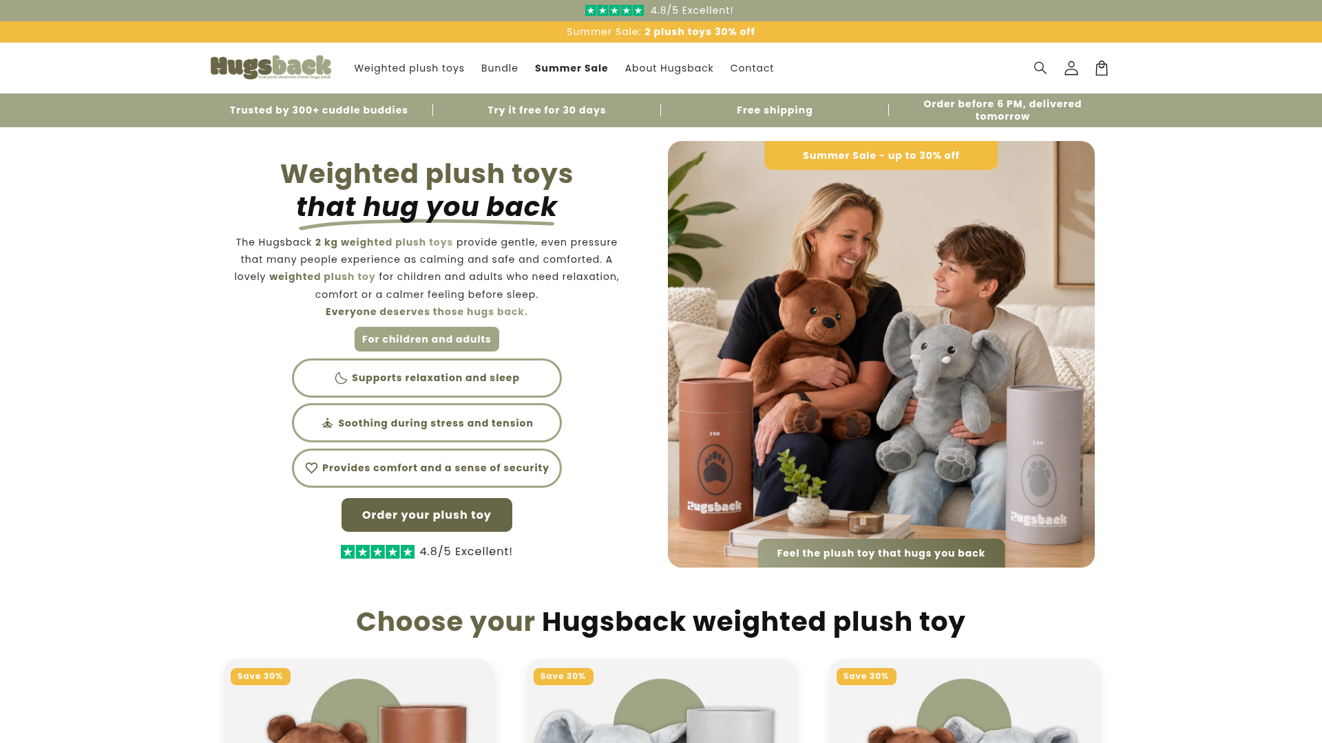 Screenshot van hugsback.com