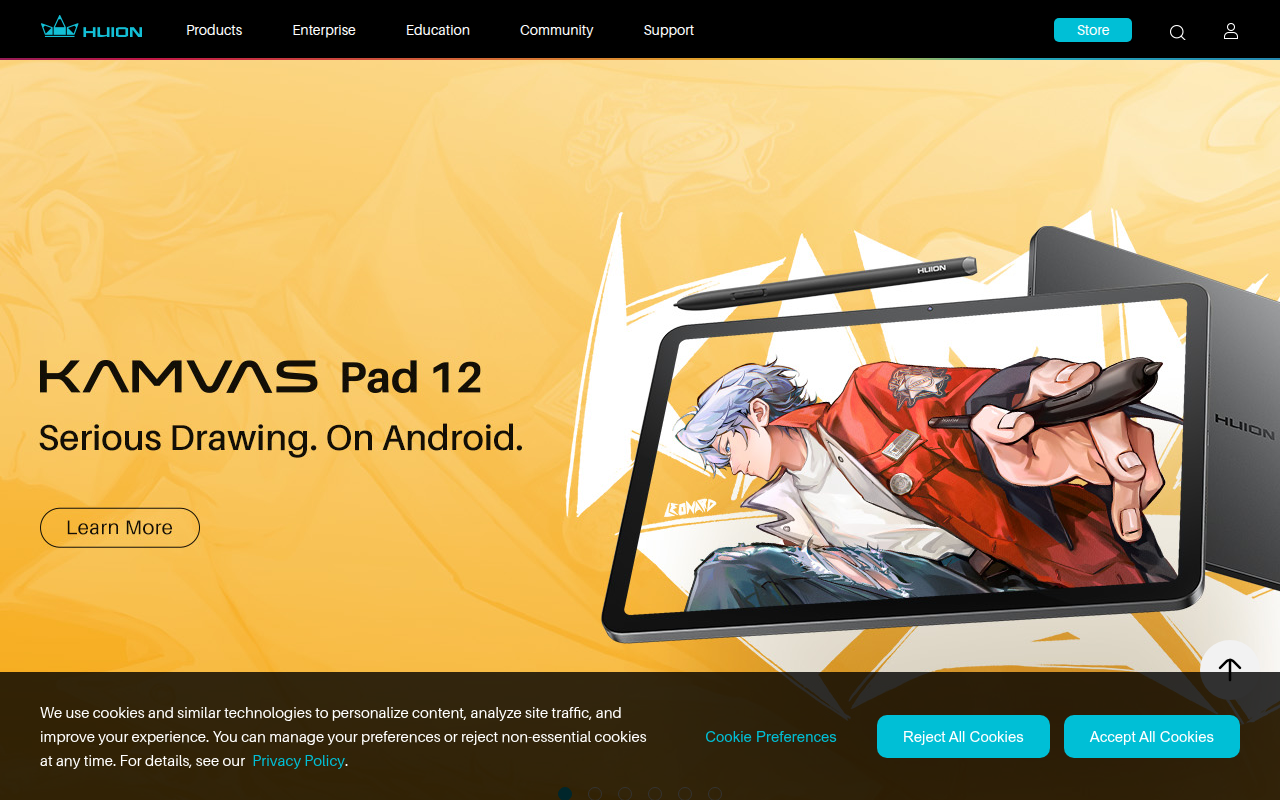 Screenshot van huion.com