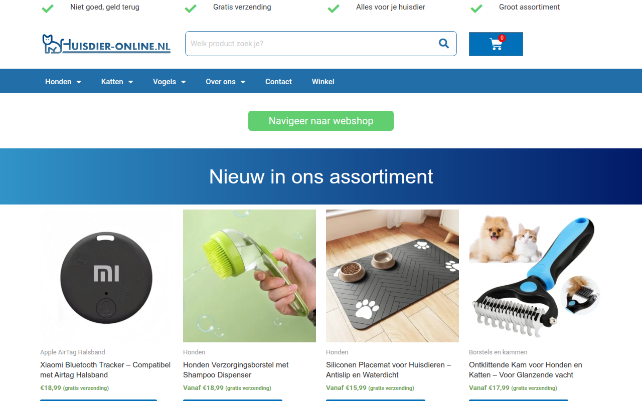 Screenshot van huisdier-online.nl