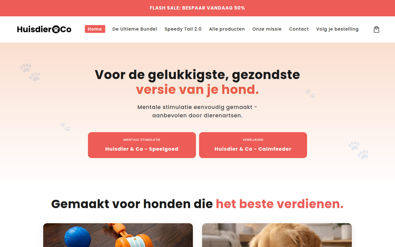 Screenshot van huisdierenco.nl