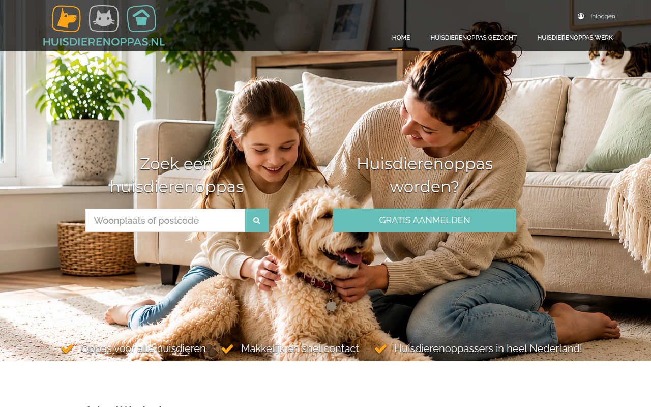Screenshot van huisdierenoppas.nl