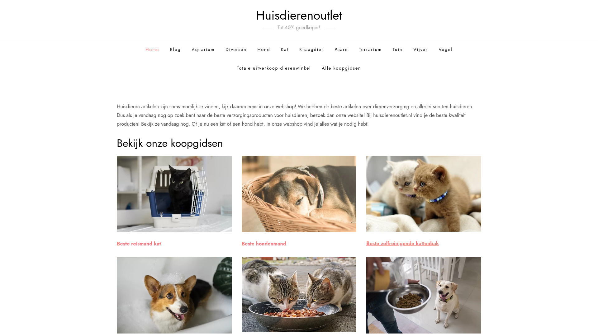 Screenshot van huisdierenoutlet.nl