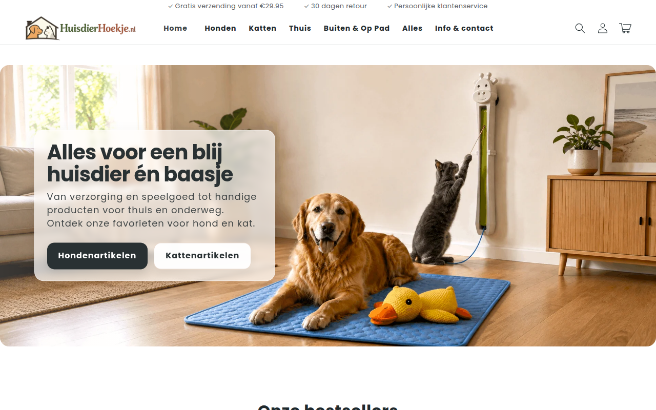 Screenshot van huisdierhoekje.nl