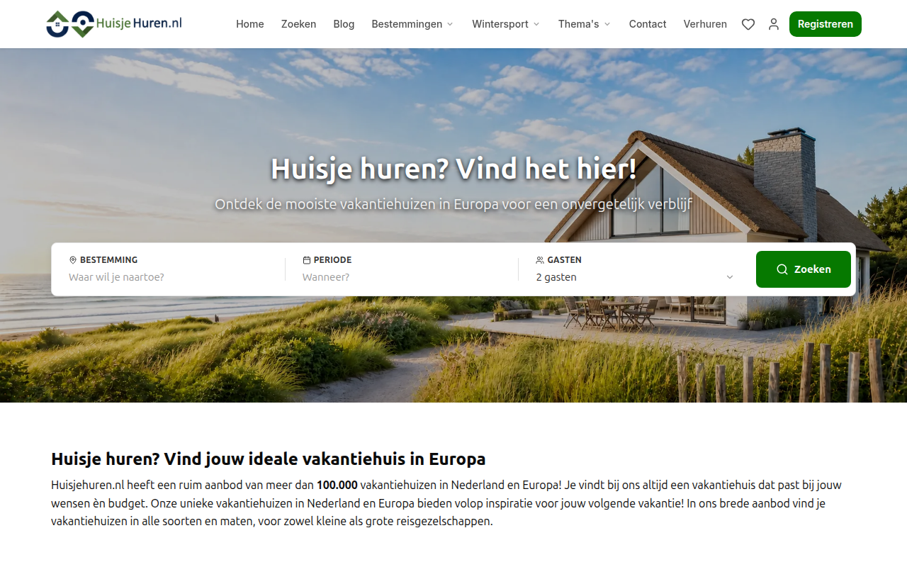 Screenshot van huisjehuren.nl