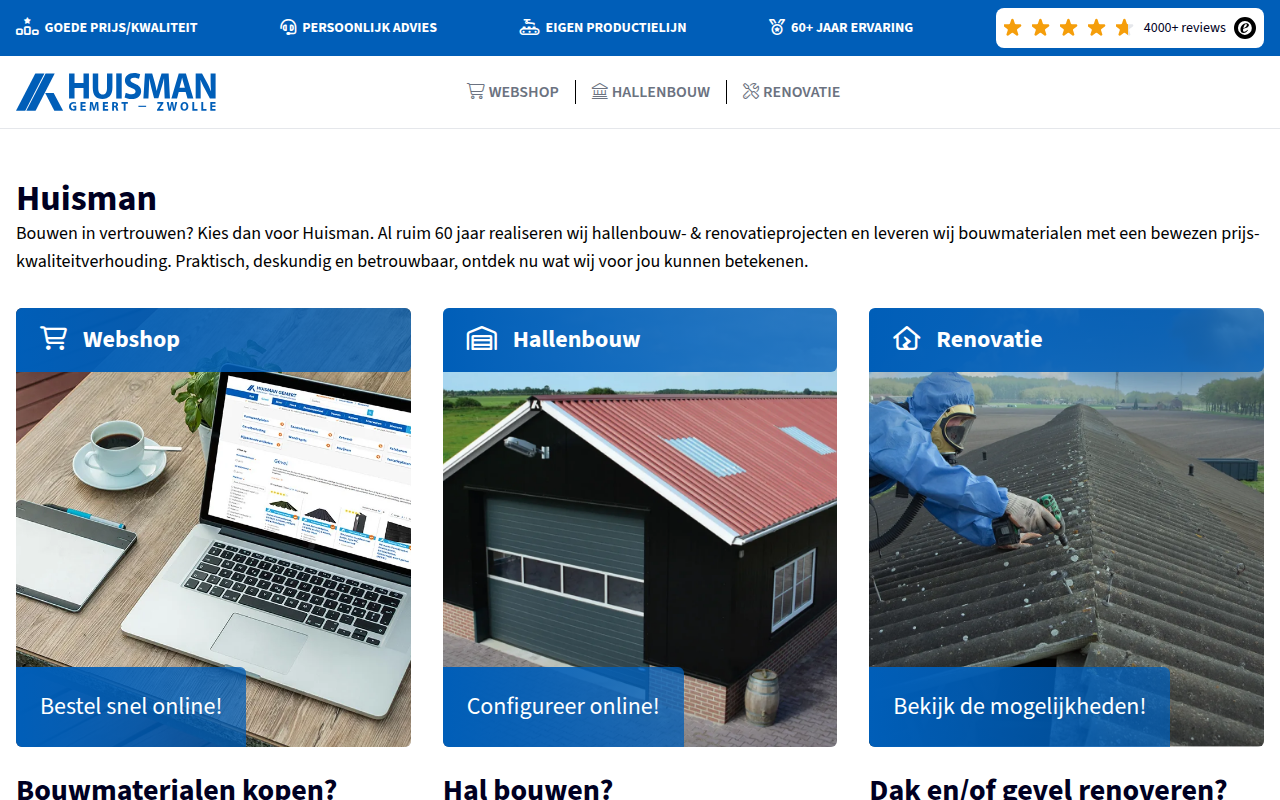 Screenshot van huisman.nl