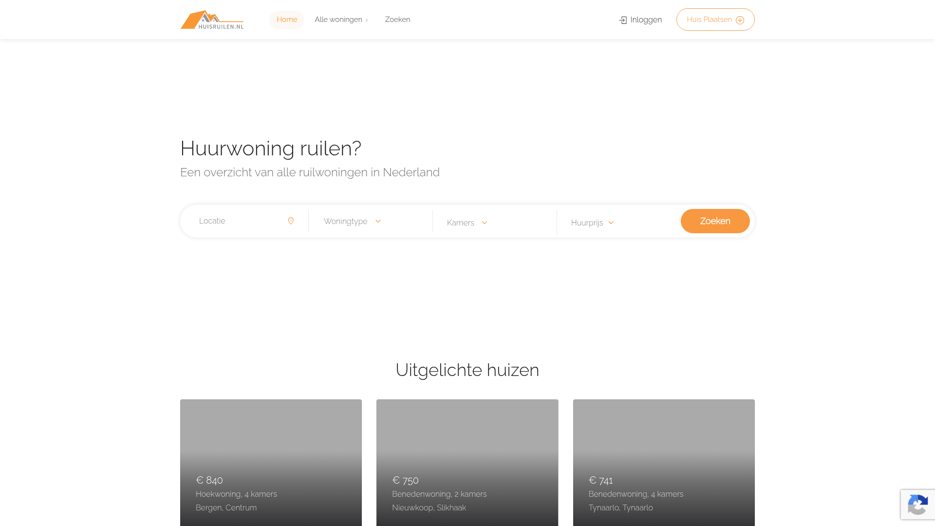Screenshot van huisruilen.nl