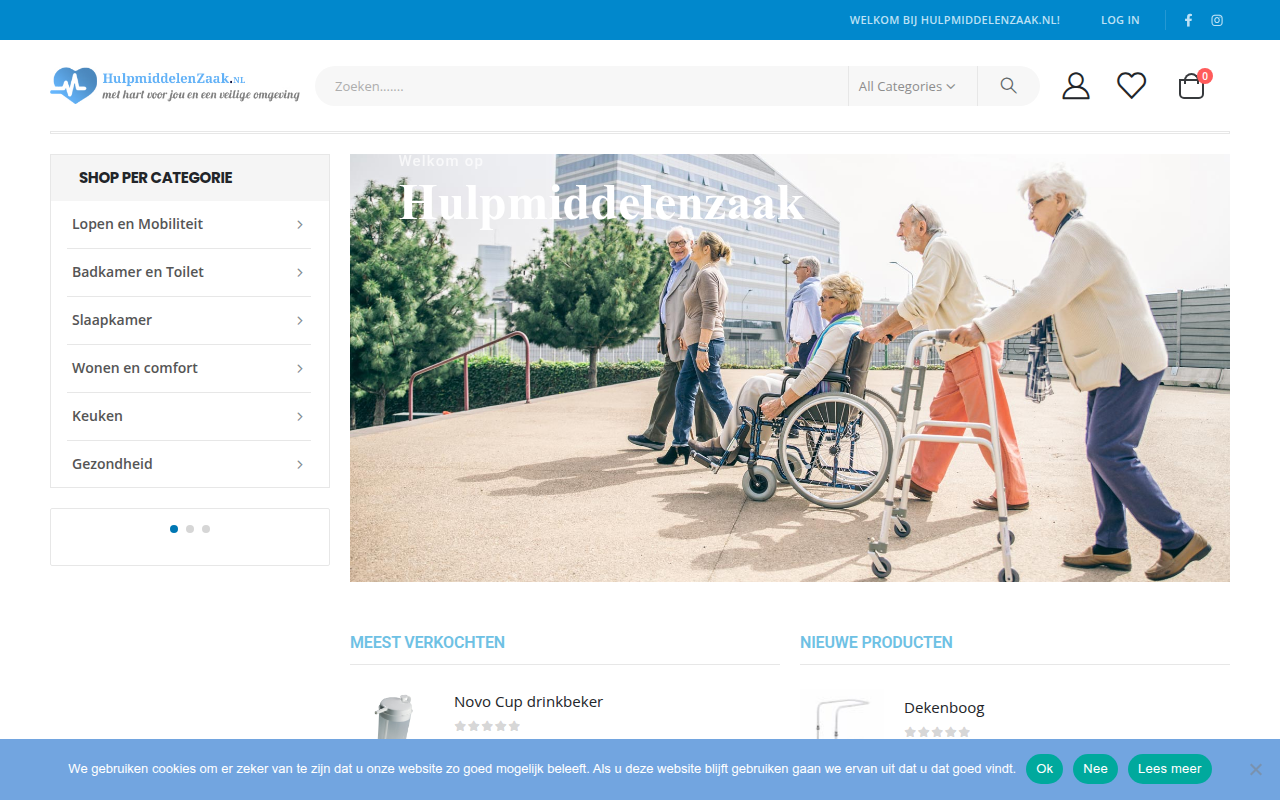 Screenshot van hulpmiddelenzaak.nl
