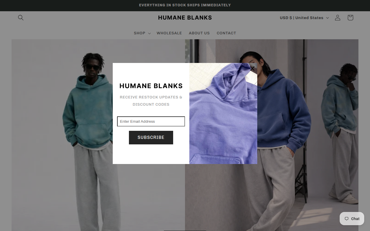 Screenshot van humaneblanks.com