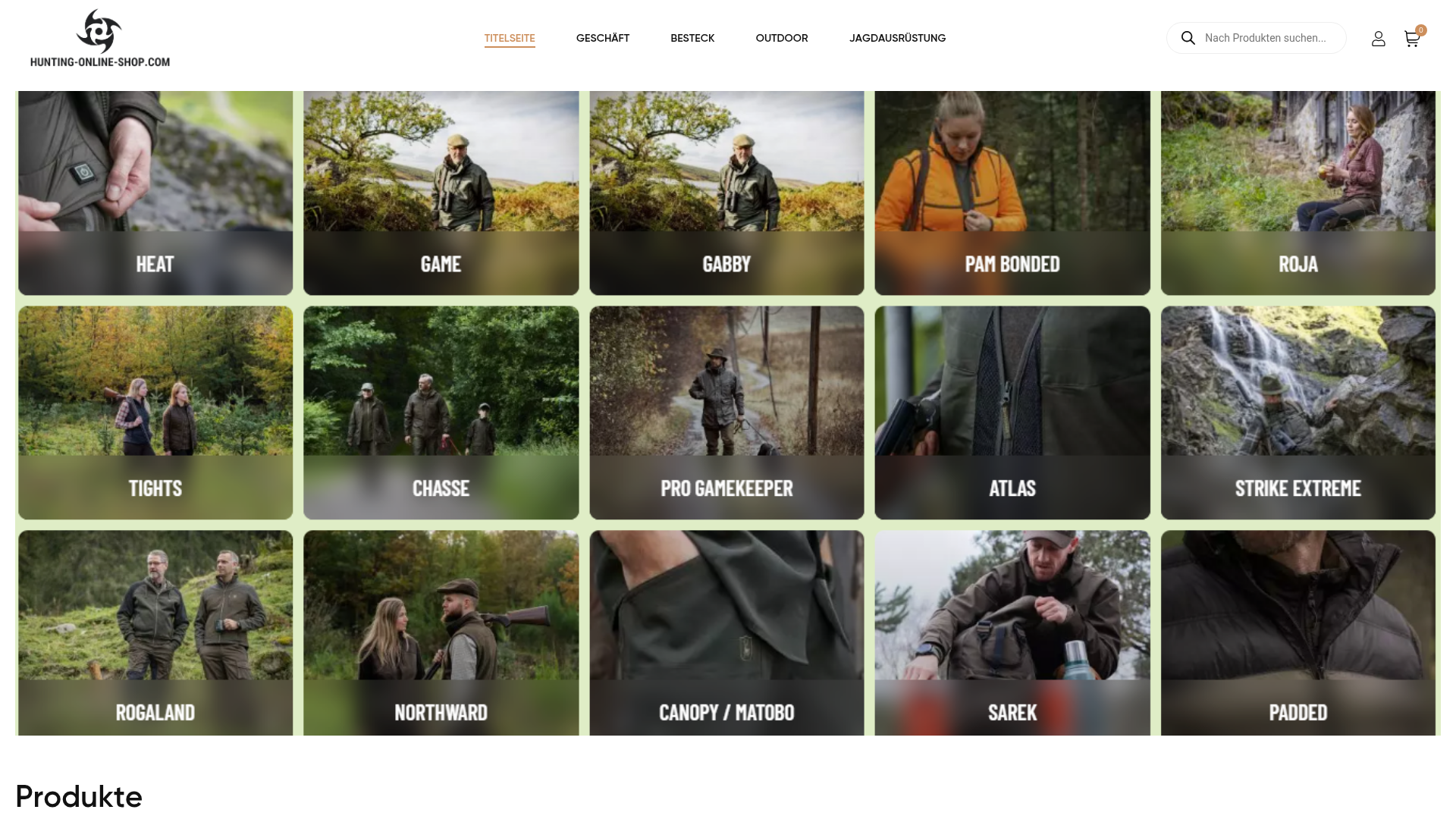 Screenshot van hunting-online-shop.com