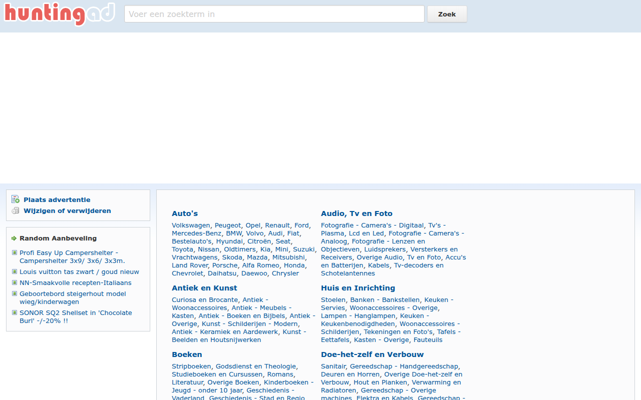 Screenshot van huntingad.com
