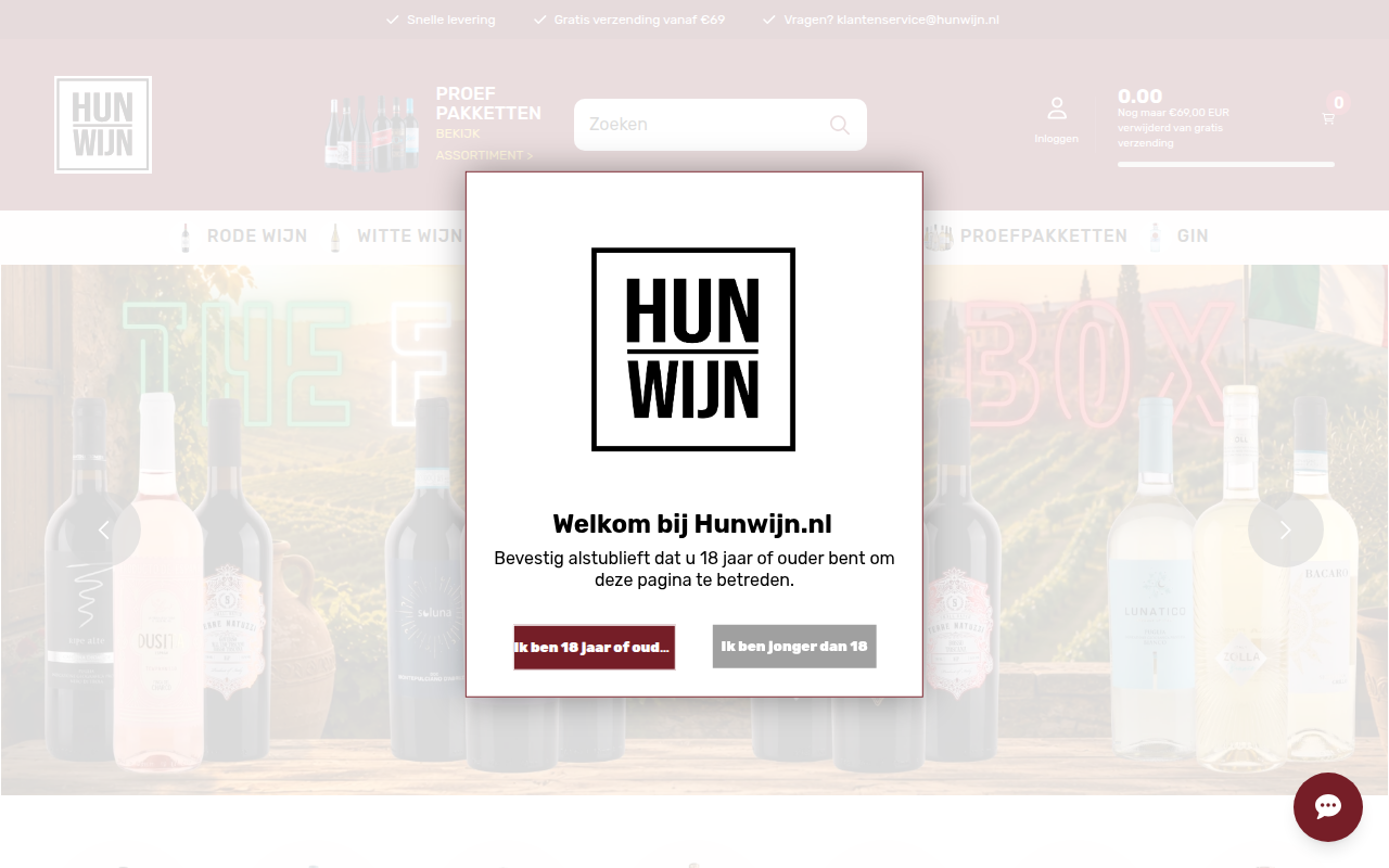 Screenshot van hunwijn.nl