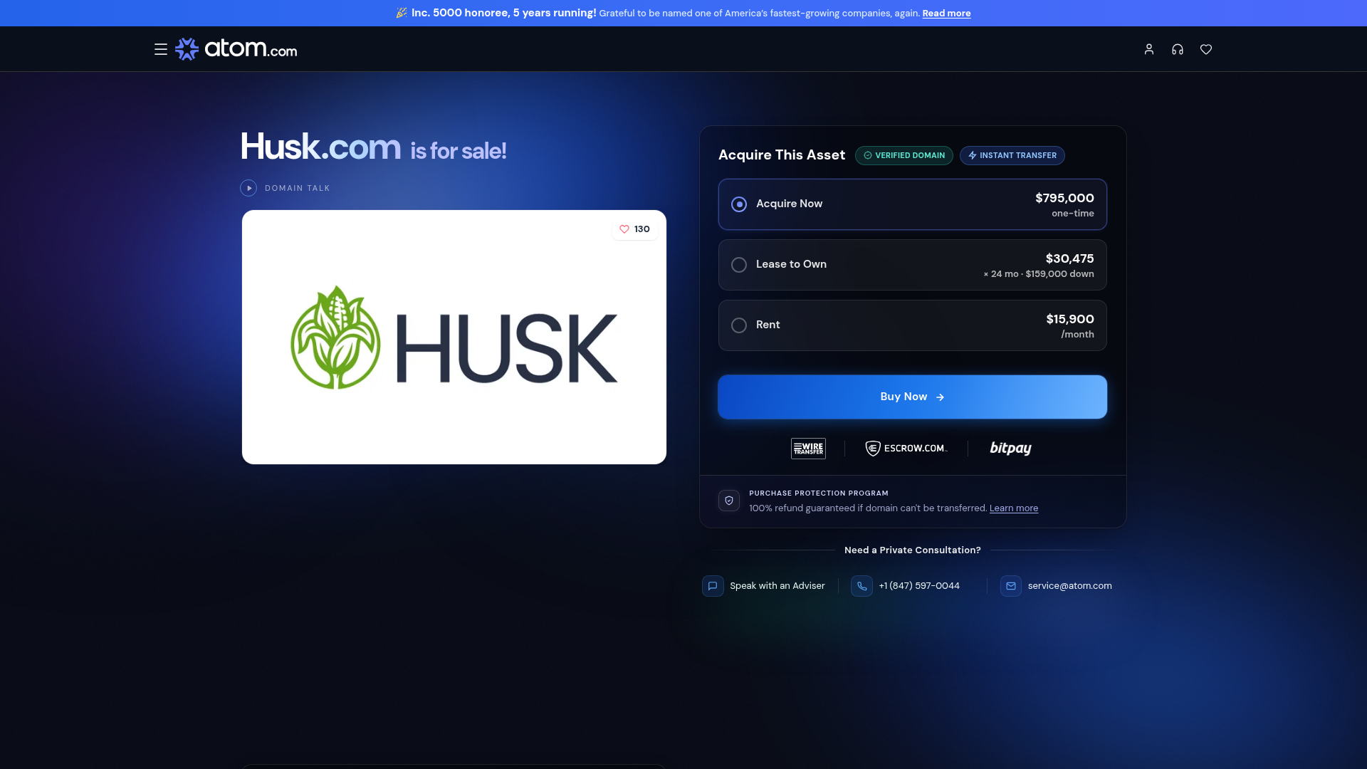 Screenshot van husk.com