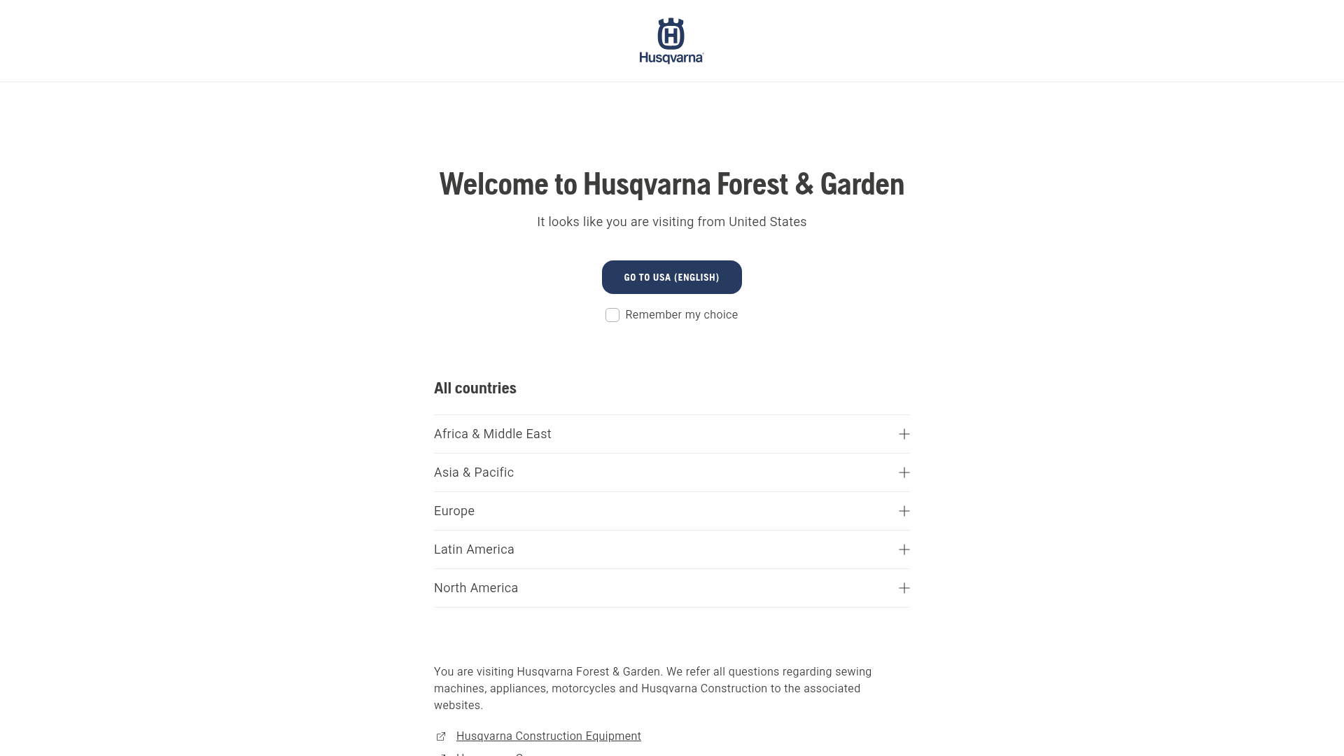 Screenshot van husqvarna.com