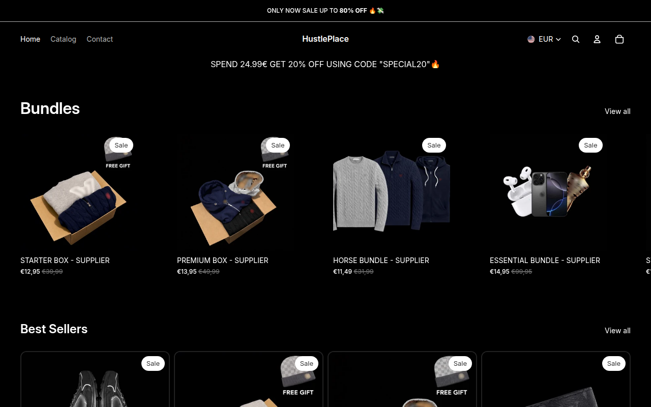 Screenshot van hustleplace.store