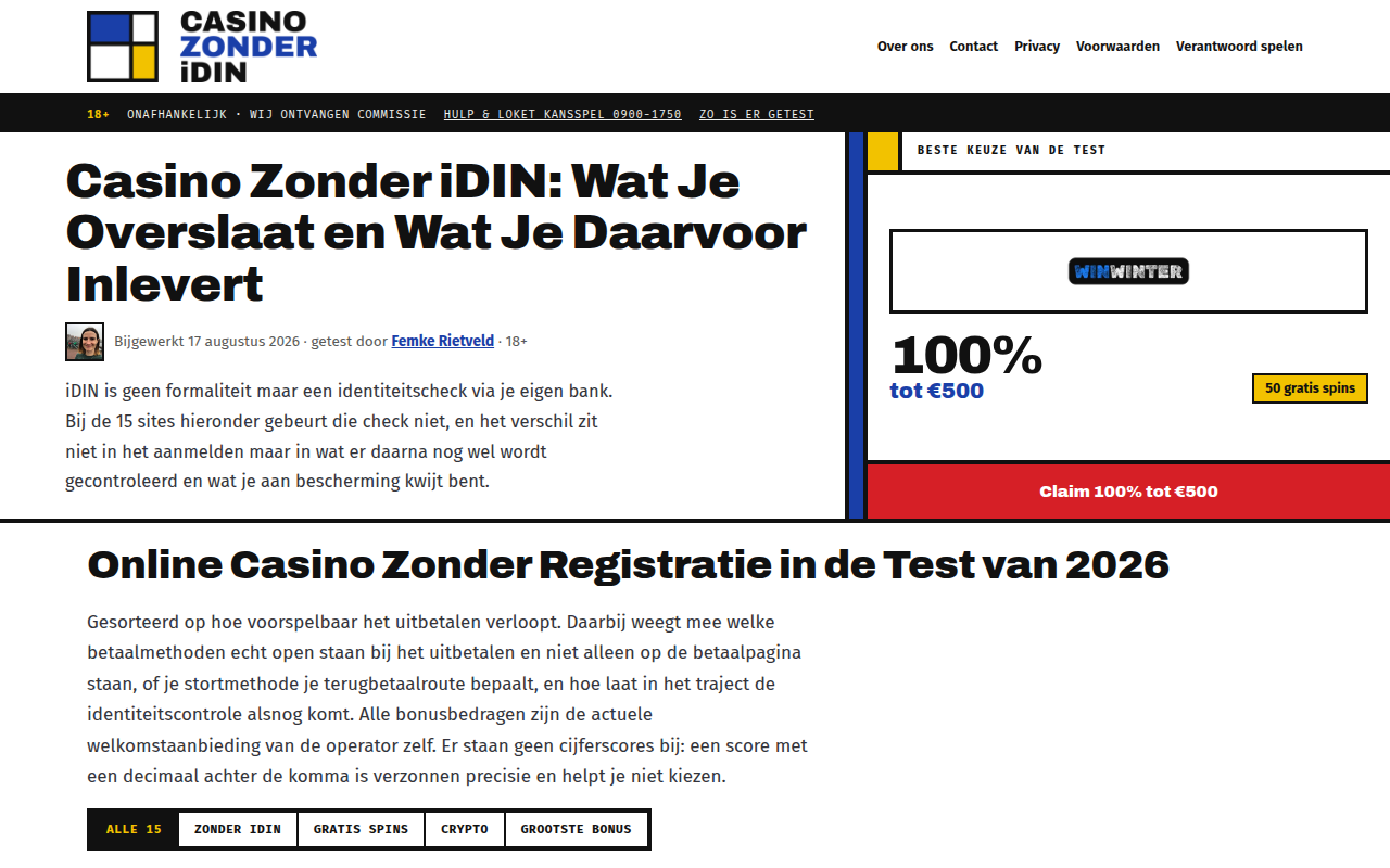 Screenshot van hutsen.nl