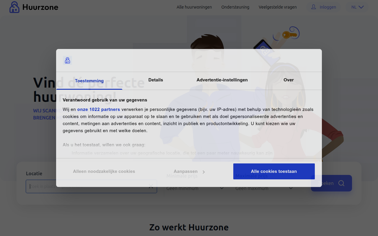 Screenshot van ᐅ Huurwoningen in Nederland – Vind jouw ideale huurhuis | Huurzone