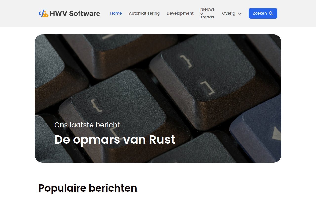 Screenshot van hwv-software.nl