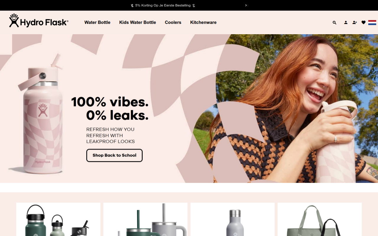 Screenshot van hydroflask-nederland.com