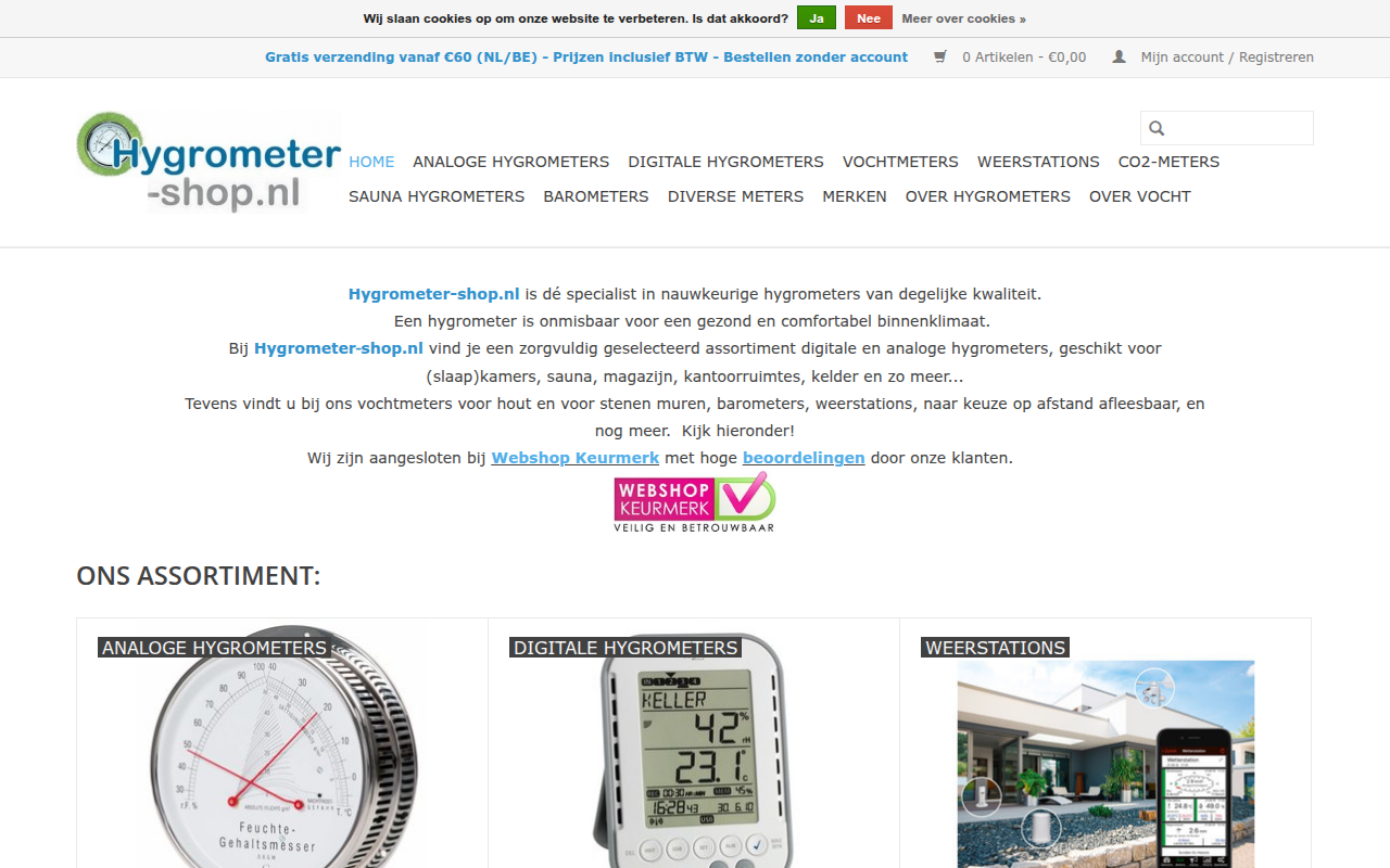Screenshot van hygrometer-shop.nl