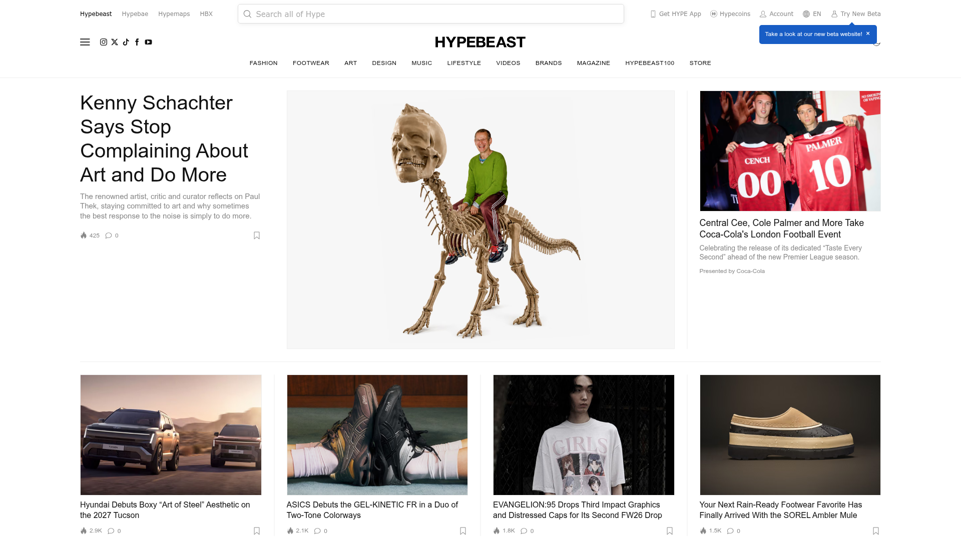 Screenshot van hypebeast.com