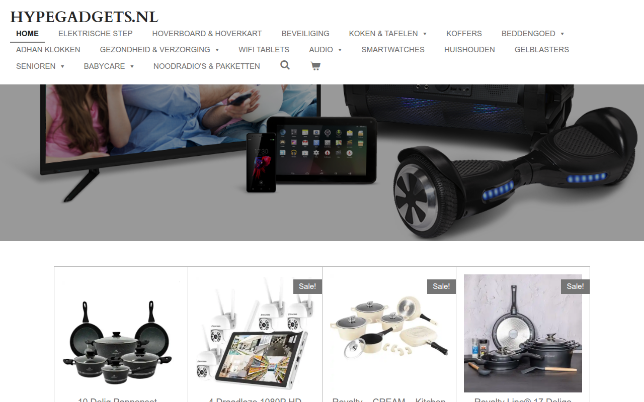Screenshot van hypegadgets.nl