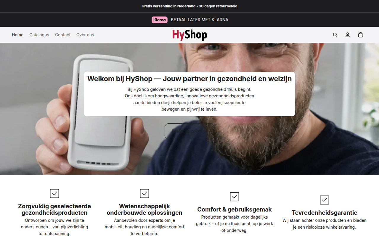 Screenshot van hyshop.nl