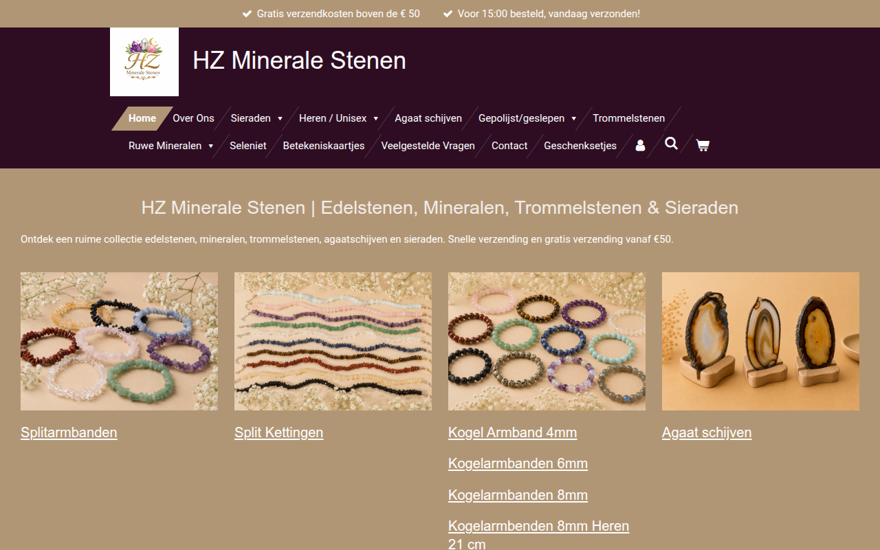 Screenshot van hzmineralestenen.nl