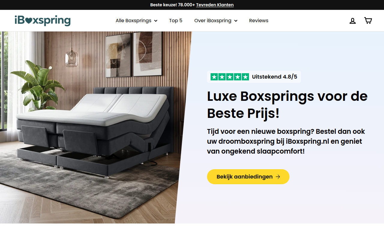 Screenshot van iboxspring.nl