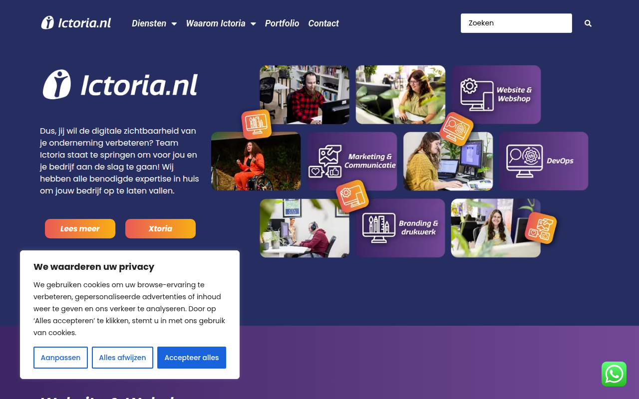 Screenshot van ictoria.nl